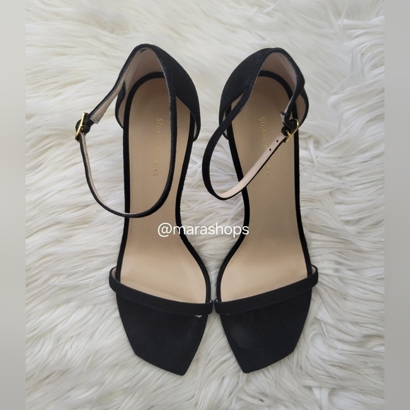 Stuart Weitzman Nudistcurve 100 Black Ankle Strap Suede Sandal - Picture 4 of 9